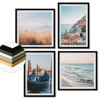 WANDBILDER 4er-Set - 50x50 cm & 40x60 cm Schwarzer Rahmen - Meerblick von Venedig - Schwarz, Kunststoff (50/50cm) - ArtPrintCave