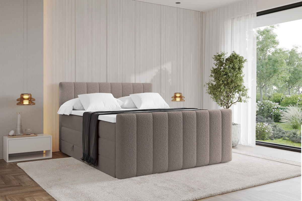 BOXSPRINGOVÁ POSTEL s matrací H3/H4 - OTTA-Z KING - 120x200 cm Hnědá - hnědá, kompozitní dřevo (120/200cm) - ALTDECOR