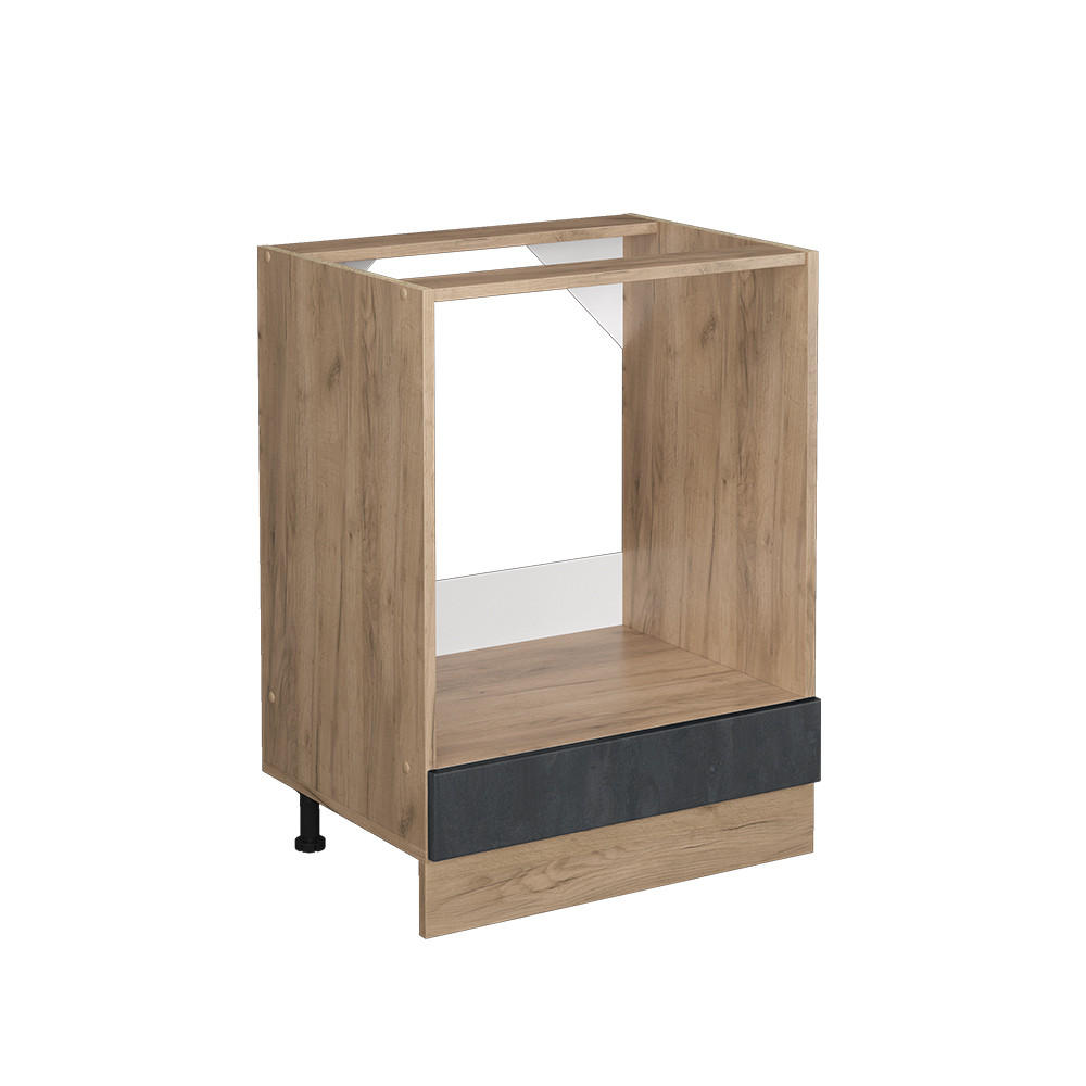 HERDUMBAUSCHRANK R-Line Schwarz Beton 60 cm ohne AP - Honigeiche/Eiche Wotan, Holzwerkstoff (60/81.6/46cm) - Vicco