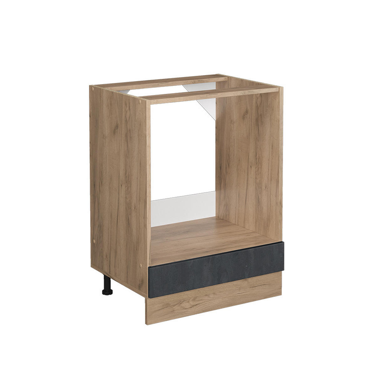 HERDUMBAUSCHRANK R-Line Schwarz Beton 60 cm ohne AP - Honigeiche/Eiche Wotan, Holzwerkstoff (60/81.6/46cm) - Vicco
