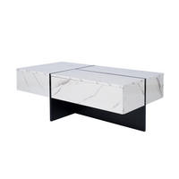 COUCHTISCH Marmoroptik Weiß/Schwarz 100x50x34,5 cm LED - Multicolor, Metall (100/50/34.5cm) - SHOPENTRA