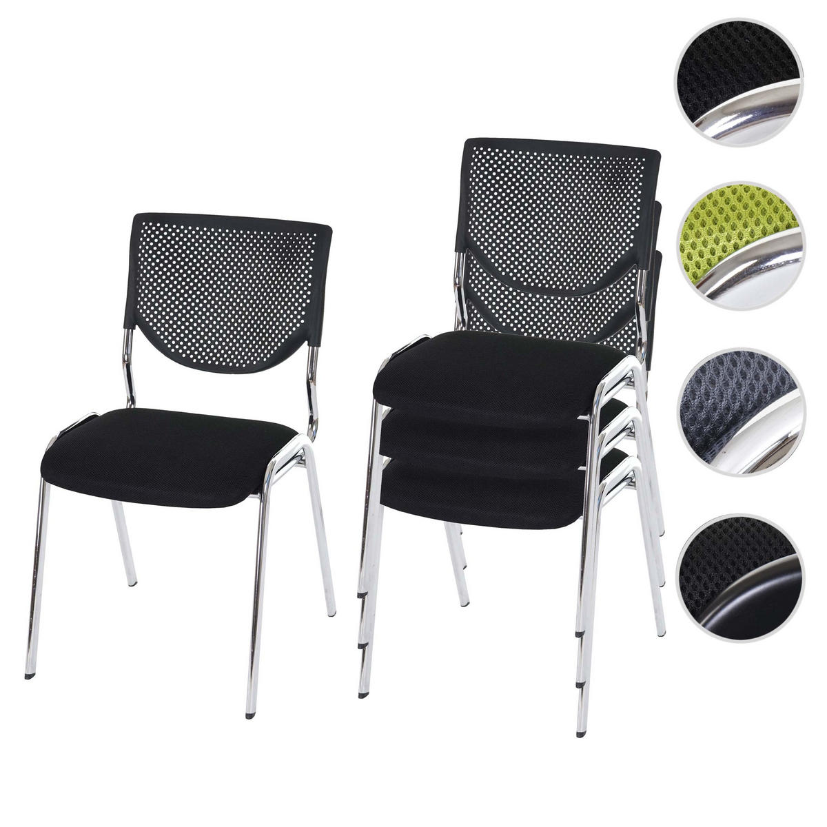 BESUCHERSTUHL Schwarz 4er-Set - Schwarz, Textil (49/83/58cm) - MCW