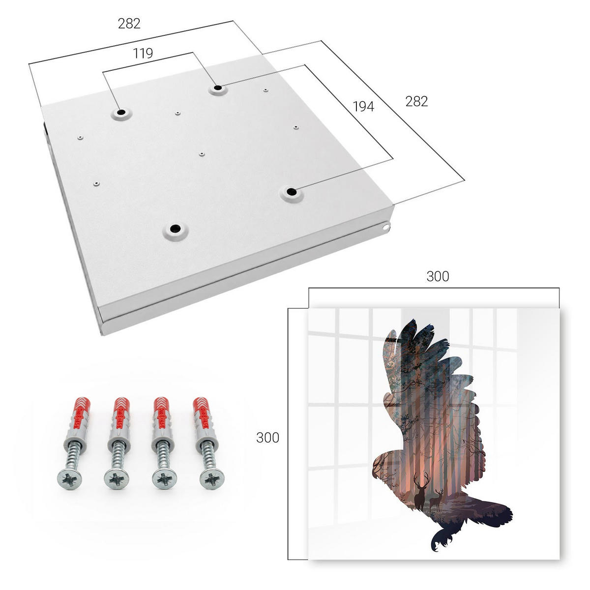 SCHLÜSSELBOX Weiß 30x30 cm – Türöffnung nach rechts - Waldvogel - Braun, Metall (30/30/5cm) - TULUP