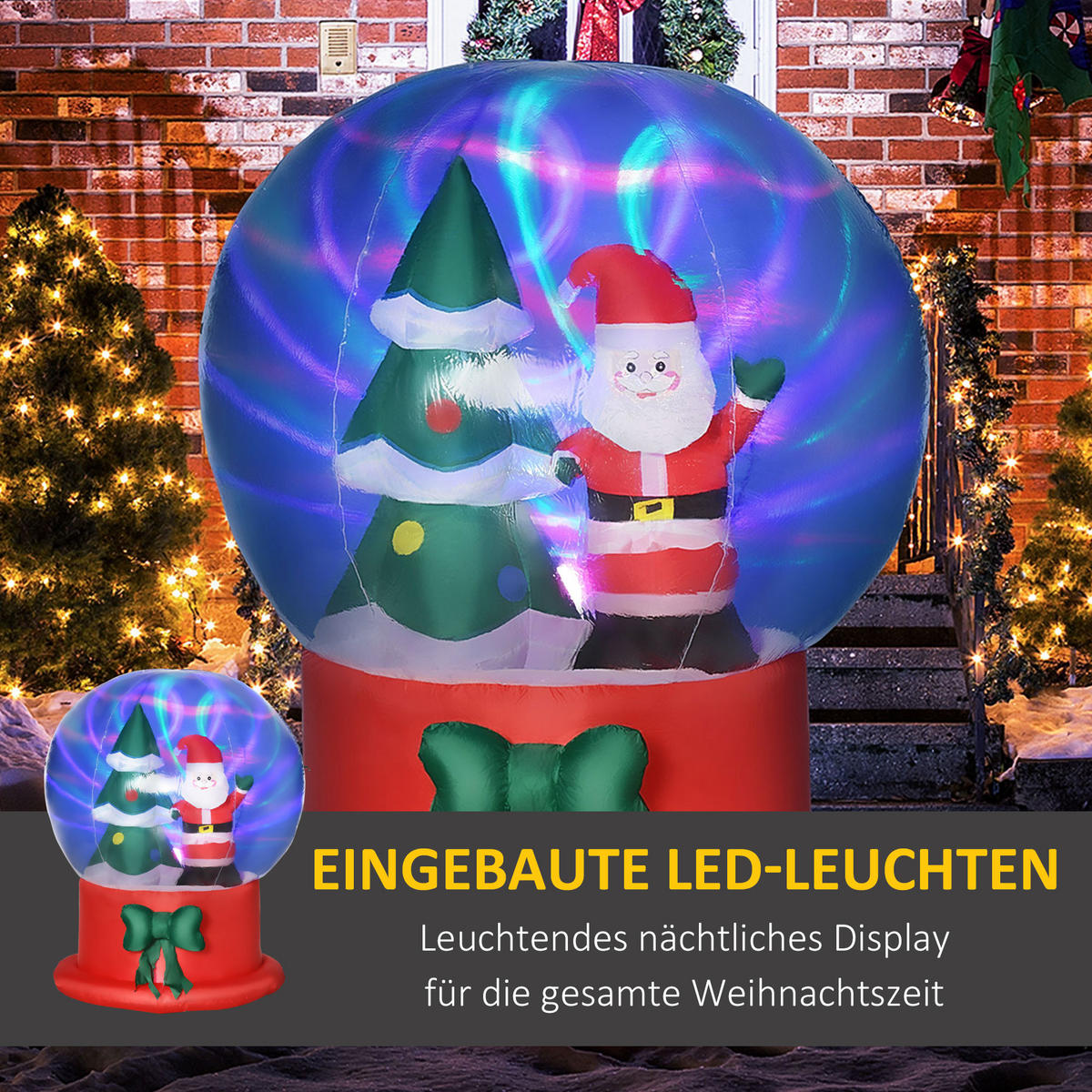 AUFBLASBARE Weihnachtsdekoration, Polyester-Stoff(100%), Blau - Blau, Kunststoff (110/150/110cm) - Outsunny