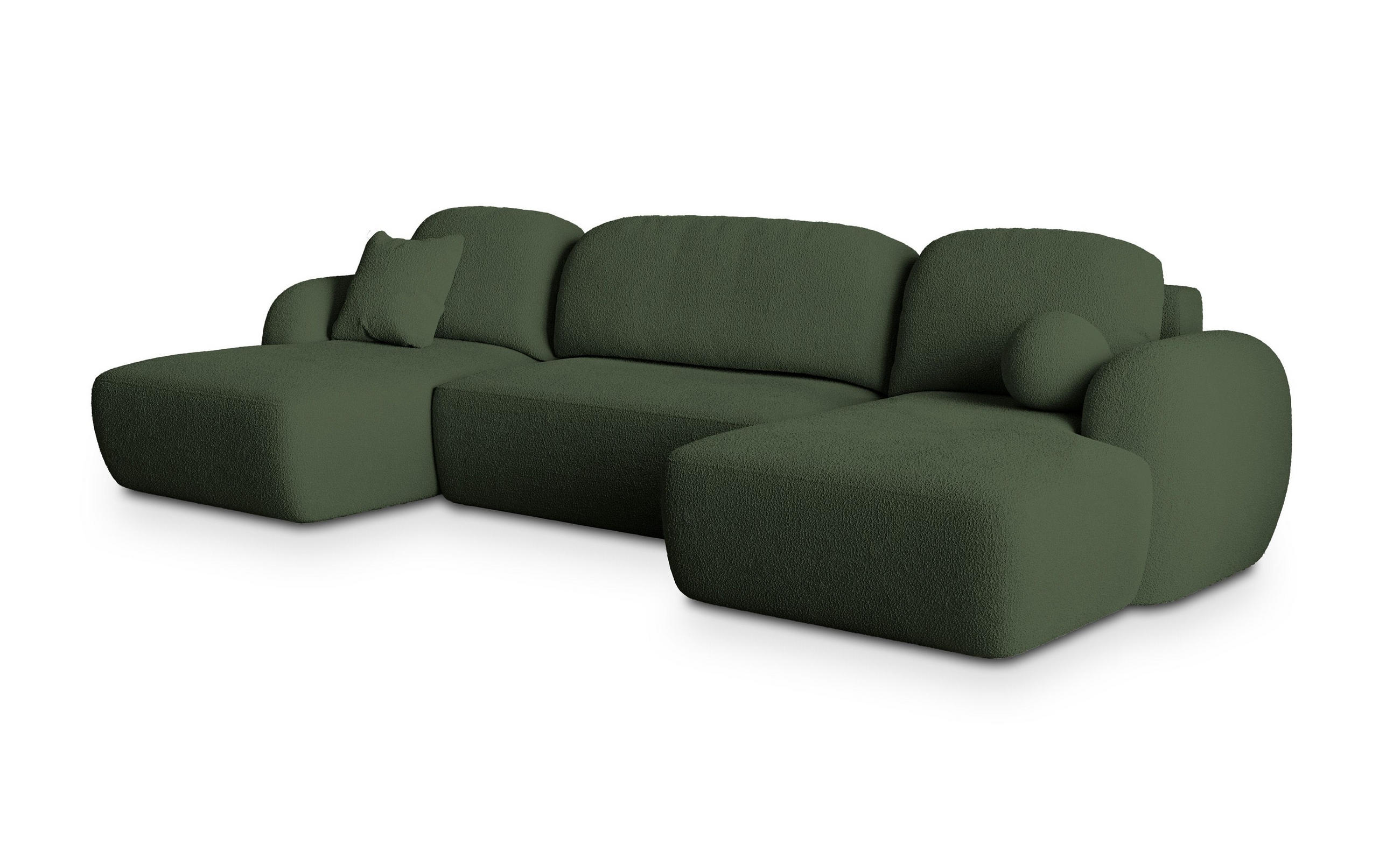 ROHOVÁ SEDAČKA SAVONA zelená barva - černá/zelená barva, dřevo/textil (320/148cm) - MASSENO