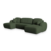 ROHOVÁ SEDAČKA SAVONA zelená barva - černá/zelená barva, dřevo/textil (320/148cm) - MASSENO