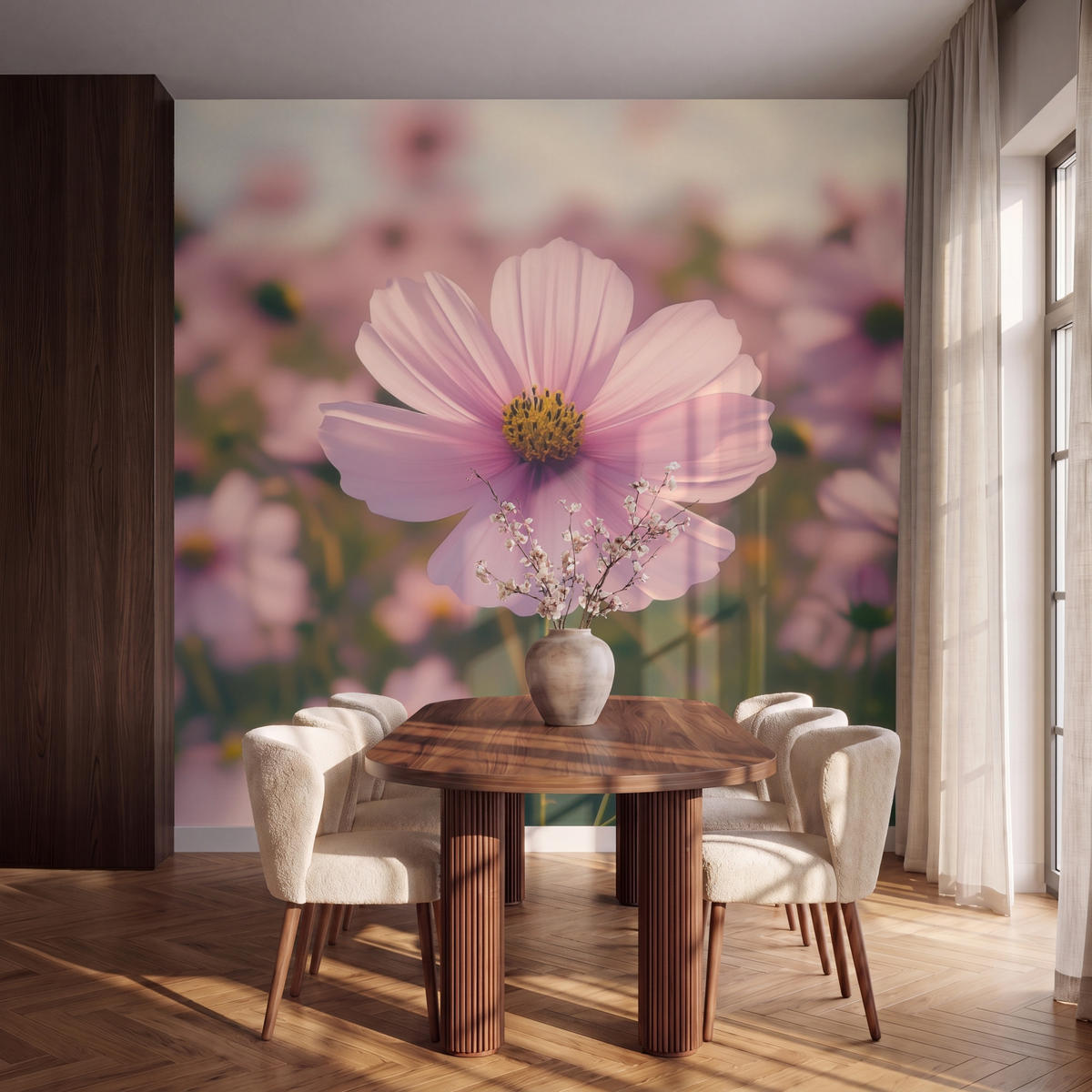 TAPETE - Blumen - Lila - Unscharf - 300x300 cm - Rosa, Papier (300/300cm) - OnlyWow