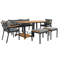 GARTEN-ESSGRUPPE Akazie Grauschwarz Schwarz Holzfarbe 7-tlg. - Grau, Holz - ComfortXL