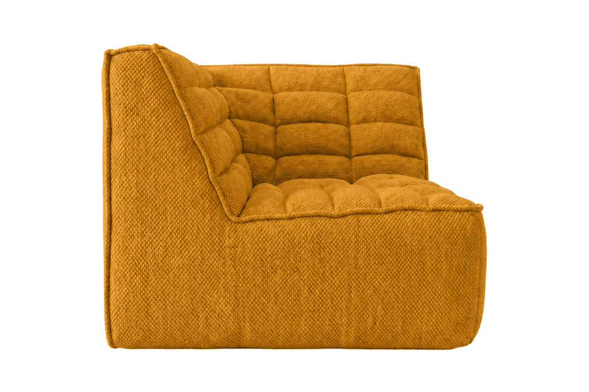 ROHOVÝ MODUL, plyšová tkanina Pop, Hořčicová, LAZY - žlutá, dřevo (93/76/93cm) - Kaiser Möbel