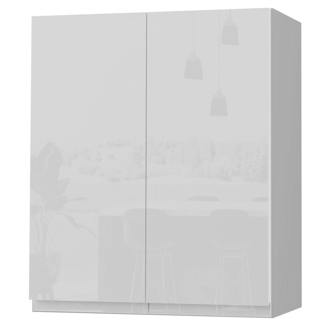 HÄNGESCHRANK Florence W3/60 Grau / RAL 9003 signalweiß HG 60 / 32,5 / 72cm - Weiß Hochglanz/Grau, Holz/Holzwerkstoff (60/72/32.5cm) - Feldmann-Wohnen