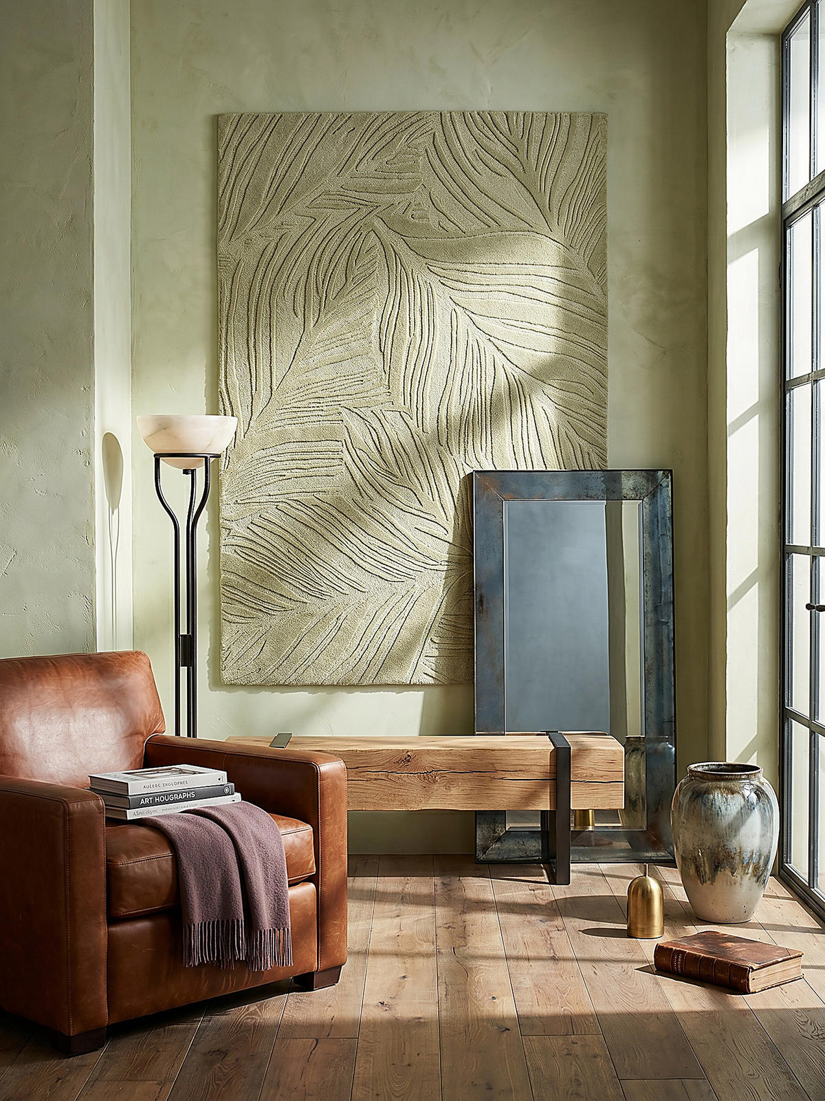 WOLLTEPPICH LEVEN, floral, Grün-Beige, 120 x 170 cm - Grün, Textil (120/170cm) - KADIMA DESIGN