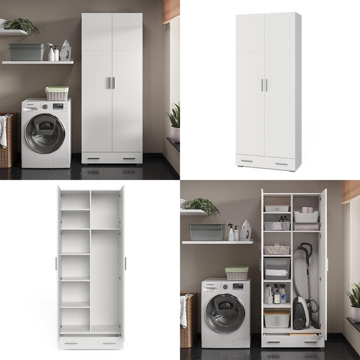 AKTENSCHRANK Ingo Weiß 80 x 182.4 cm mit Schublade - Weiß, Holzwerkstoff (80/182.4/37cm) - Vicco
