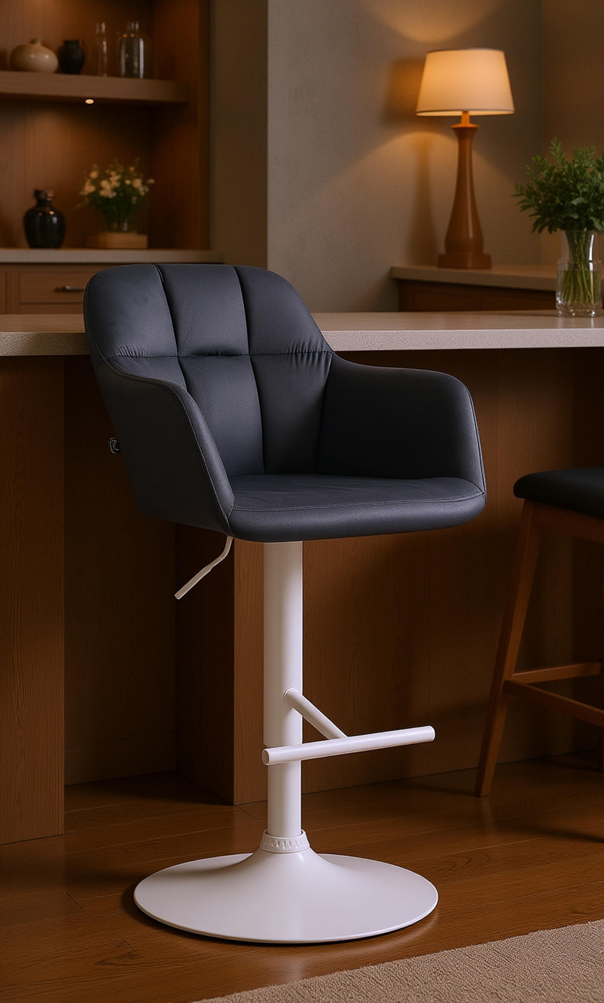 BARHOCKER Nardo Samt weiß dunkelgrau - Weiß/Grau, Textil/Metall (57/118/59cm) - TPFLiving