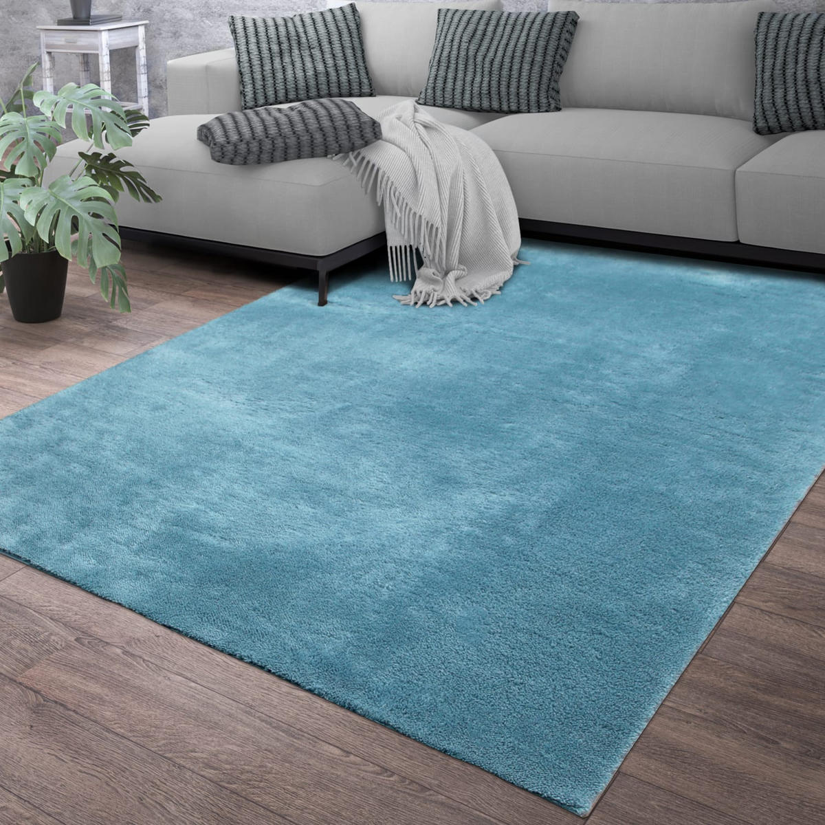FLACHWEBETEPPICH Türkis 300 x 400 cm - Türkis, Kunststoff (300/400cm) - TT Home