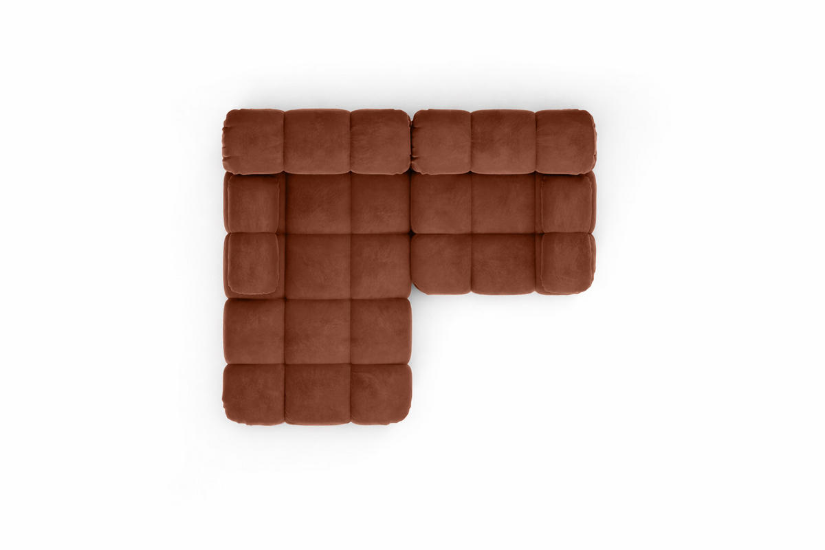 ECKSOFA L-form Mini Modular, Veloursstoff Salvador, Braun, Links, Selia - Braun, Holz (190/160cm) - Kaiser Möbel