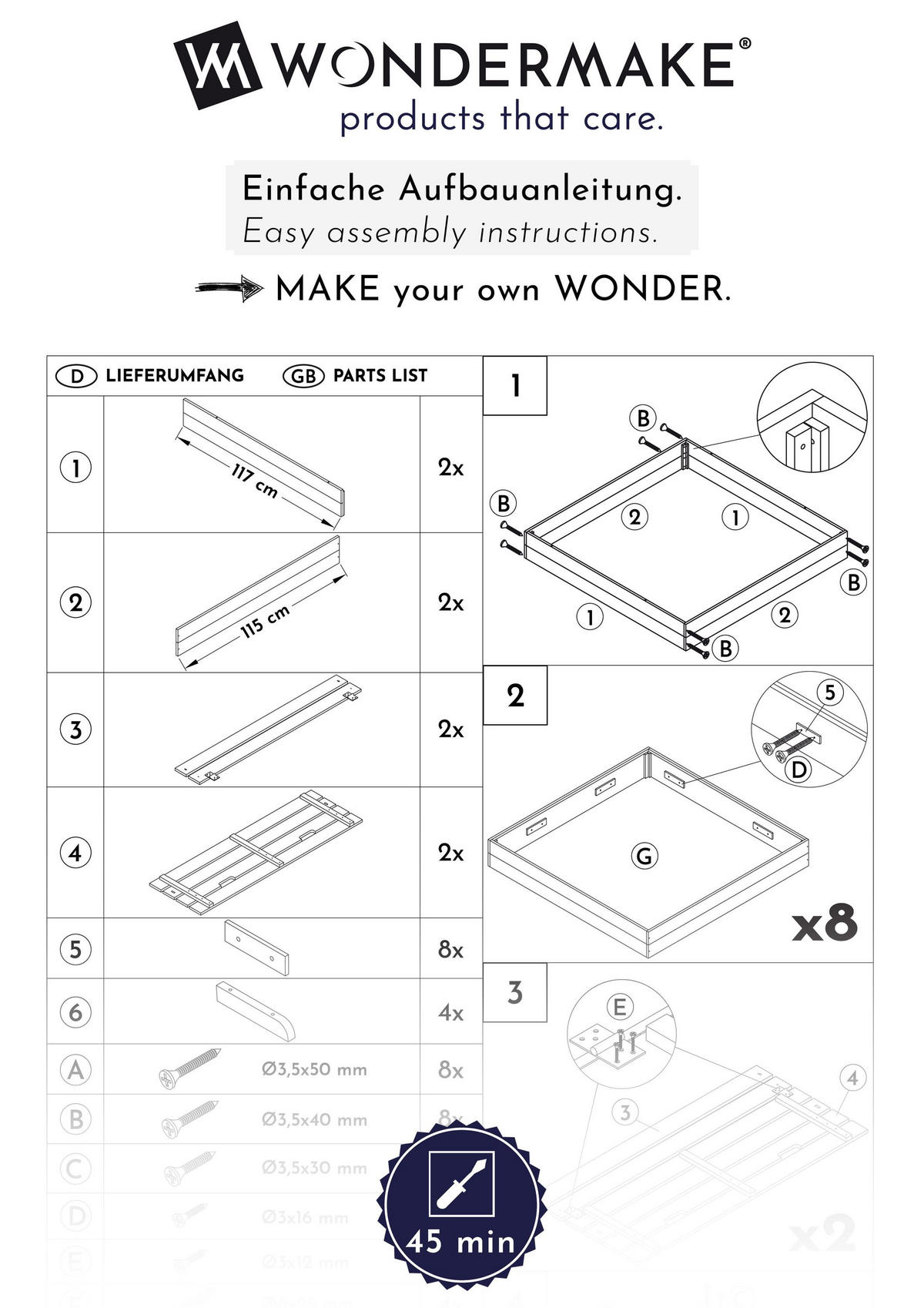 SANDKASTEN mit Abdeckung, Sitzbank und Boden, Holz - Weiß, Holz (120/120/39cm) - WONDERMAKE