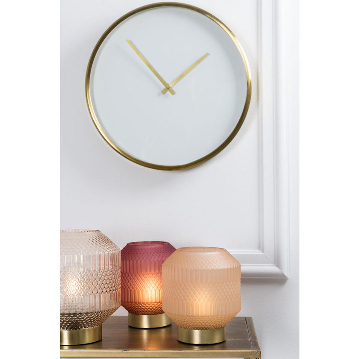 WANDUHR SEPONI Ø41, Weiß-Bronze - Weiß, Metall (41/41/5cm) - Light & Living