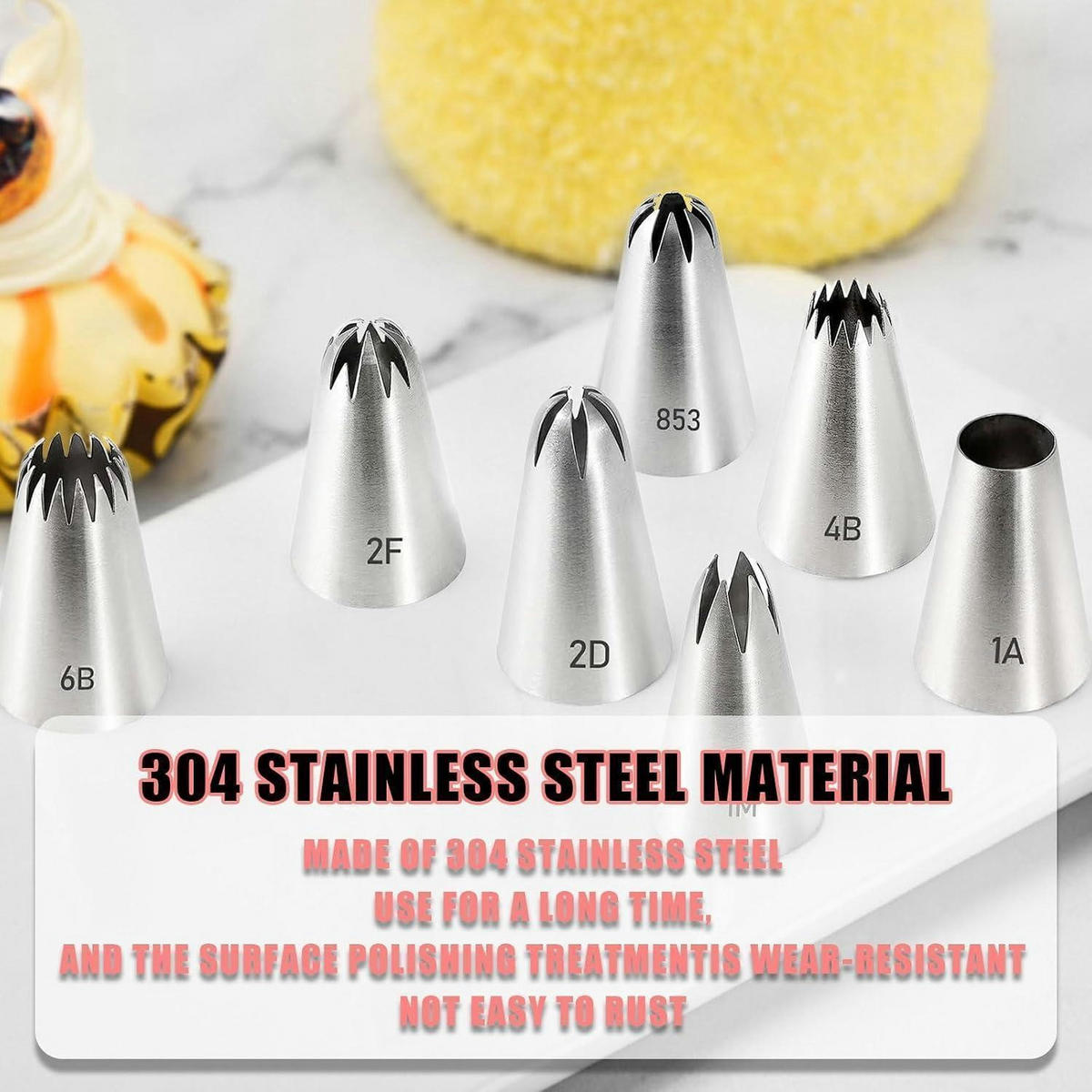 SPRITZTÜLLEN-SET 7-teilig Edelstahl - Silberfarben, Metall (2.5/1/4.4cm)
