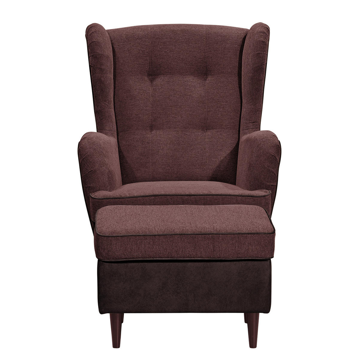 SESSEL - Aubergine/Schwarz, Holzwerkstoff/Buchenholz (78/102/98cm) - home24