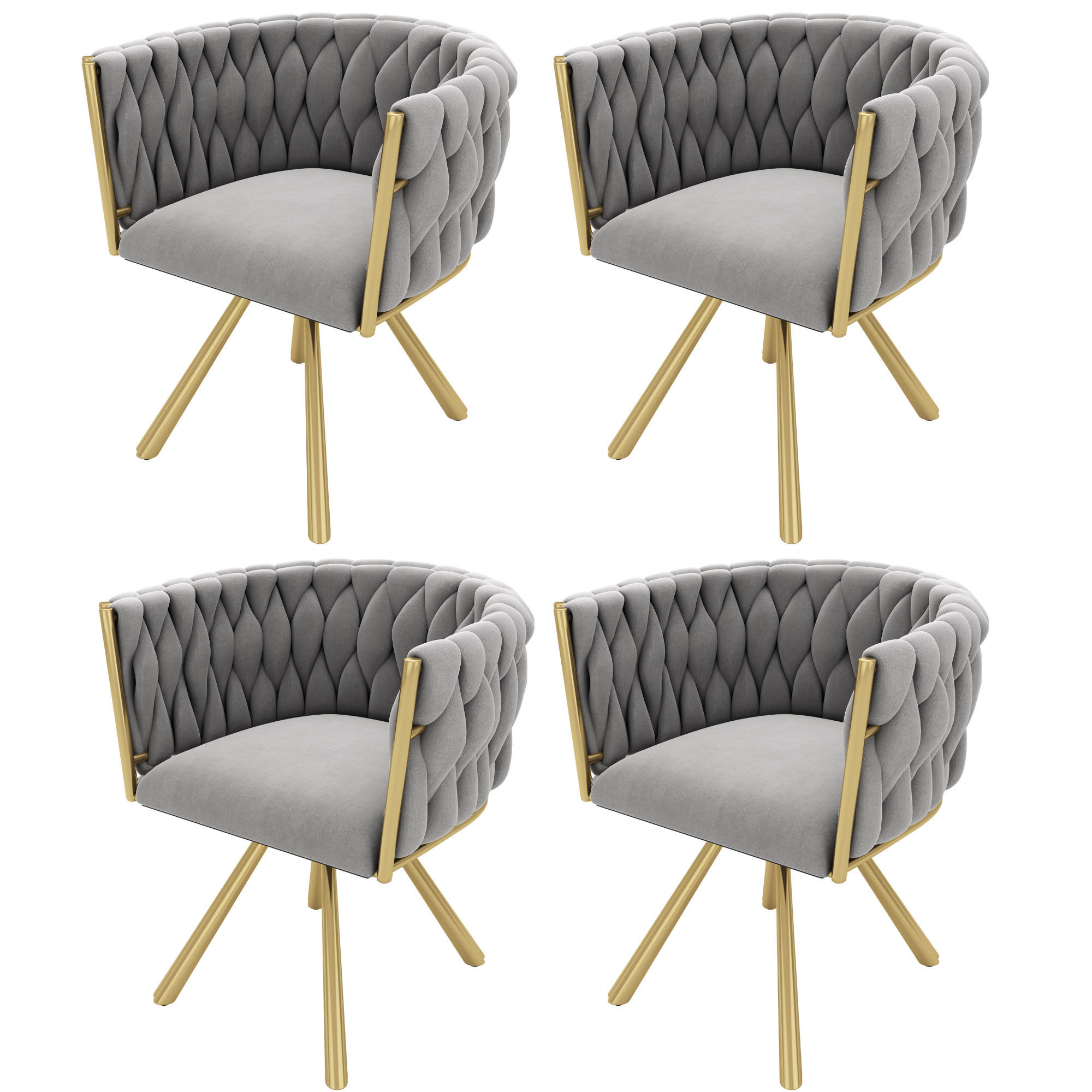FLIEKS ŽIDLE 4KS Sametové Otočné Šedé Zlaté Kovové