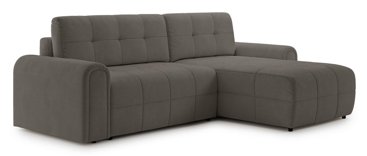 ECKSOFA Simolla Taupe rechts - Graubraun/Schwarz, Kunststoff/Textil (180/268cm) - Selsey