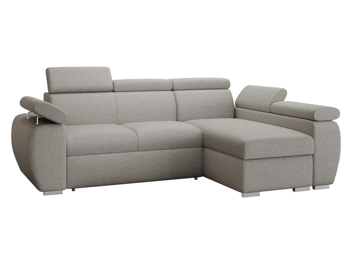 ECKSOFA Boston Mini, Seite: Rechts - 2R+LC - Chromfarben/Greige, Holz/Textil (255/170cm) - MIRJAN24