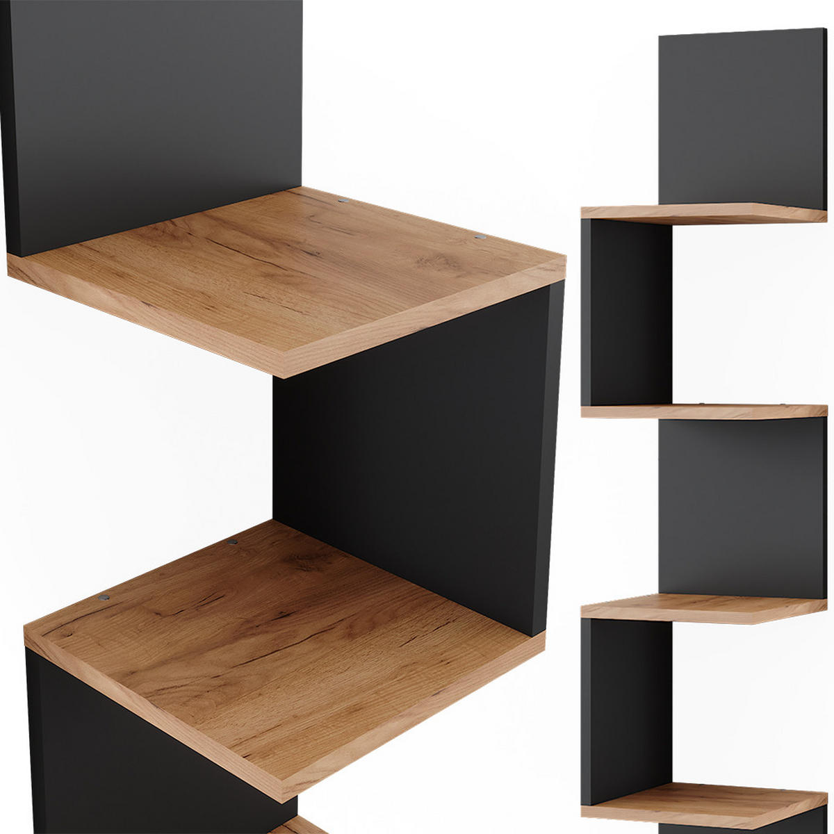 ECKREGAL Paolo Anthrazit 28 x 175.4 cm mit 5 Fächern - Honigeiche/Anthrazit, Holzwerkstoff (28/175.4/28cm) - Vicco