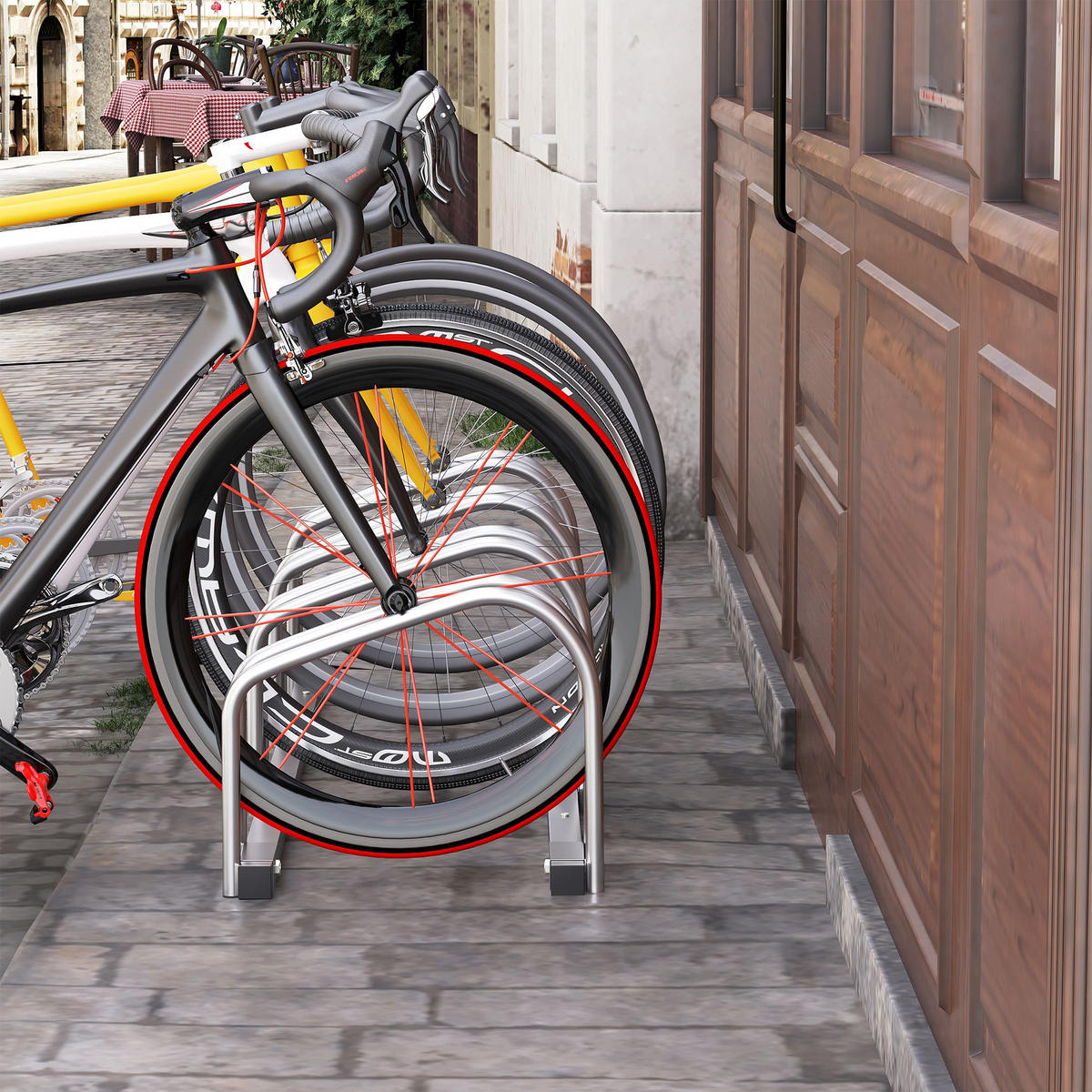 FAHRRADSTÄNDER Aufstellständer Radständer Mehrfach Bike bis 4 Fahrräder - Silberfarben, Metall (33/27/110cm)