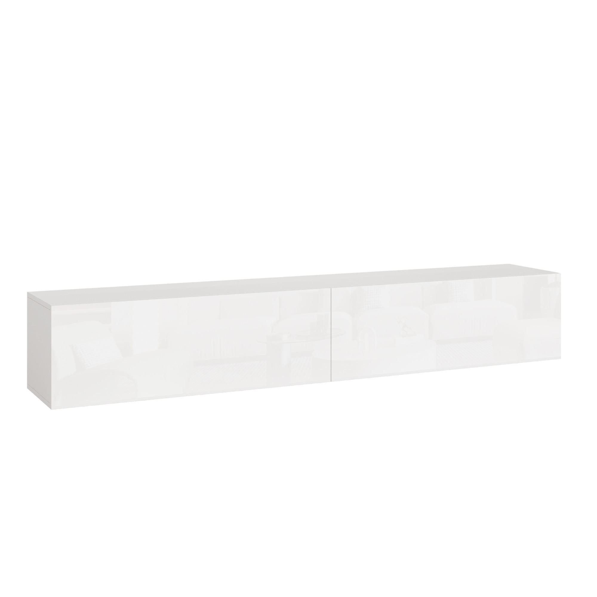 HÄNGELOWBOARD Evaton - Weiß Hochglanz, Holzwerkstoff (180/30/31.5cm) - [en.casa]