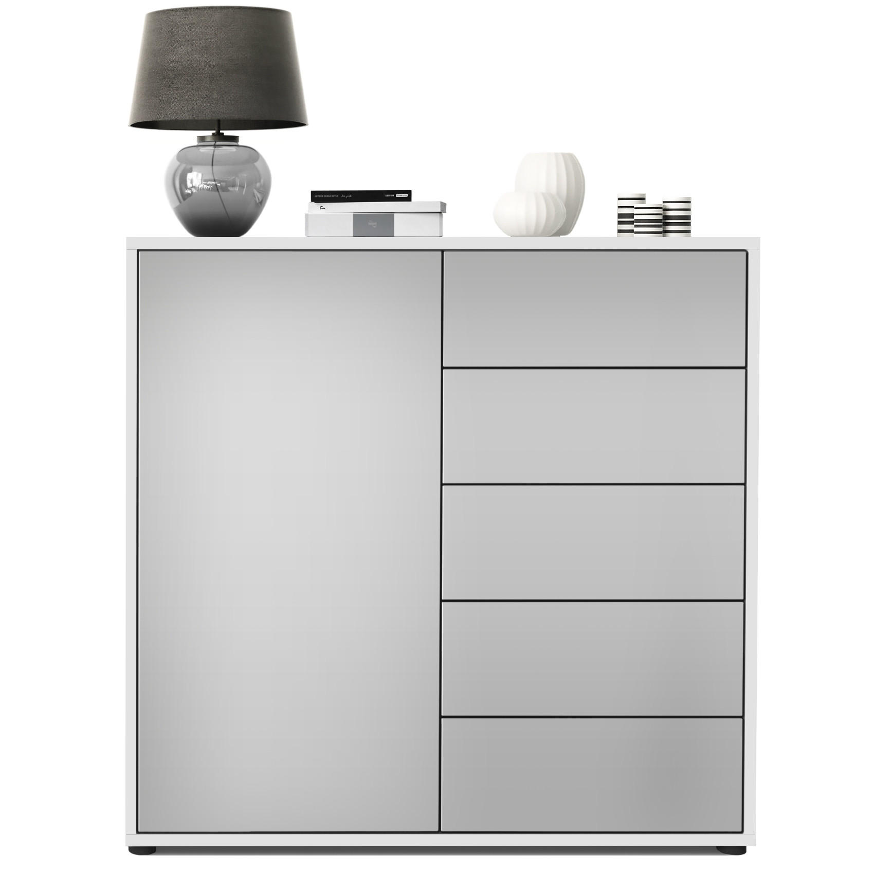 KOMMODE Ben Front in Hellgrau Seidenmatt - Greige, Holzwerkstoff (79/74/36cm) - Vladon
