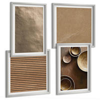 BILDER SET 4er Set - 50x50 cm & 40x60 cm Silberner Rahmen - Moderne Steinstrukturen - Silberfarben, Kunststoff (50/50cm) - TULUP