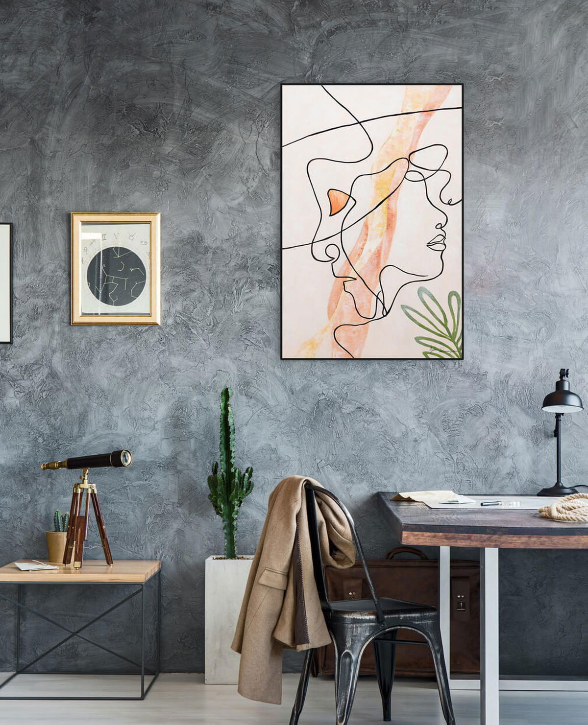 ACRYLBILD HANDGEMALT 60/90 cm - Schwarz/Orange, Holz/Textil (2/90cm) - KUNSTLOFT