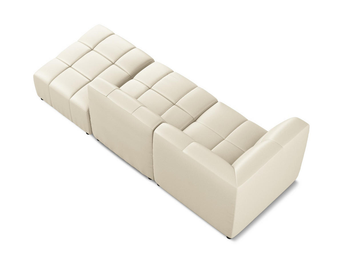 ECKSOFA Rechts Kunstleder Beige - Creme/Schwarz, Holzwerkstoff/Kunststoff (240/90cm) - Makamii
