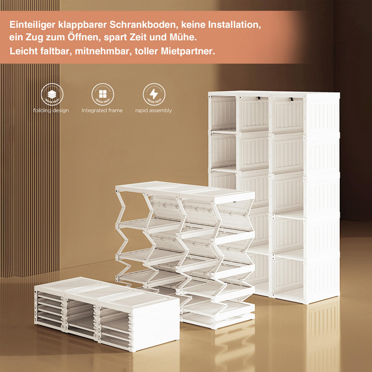KLEIDERSCHRANK faltbar 50x170x69 cm Magnettüren weiß - Weiß, Holz (69/170/50cm) - LEBENLANG