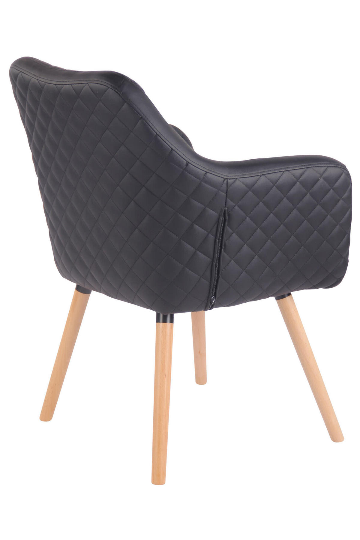 ARMLEHNENSTUHL Lederlook Schwarz - Eukalyptusholzfarben/Schwarz, Holz/Textil (63/84/61cm) - CLP