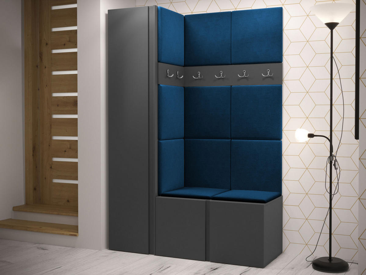 GARDEROBEN-SET Orion IX - Blau/Graphitfarben, Holzwerkstoff/Kunststoff (124/186/46cm) - MIRJAN24