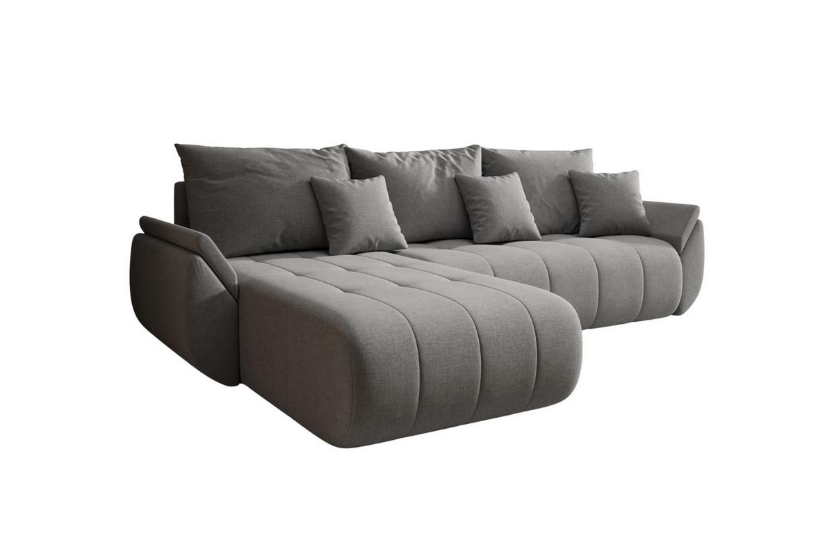 ECKSOFA Mit Schlaffunktion Und Bettkasten TOKYO, Stoff WIND, Braungrau, Links - Graubraun, Holz (280/190cm) - Kaiser Möbel
