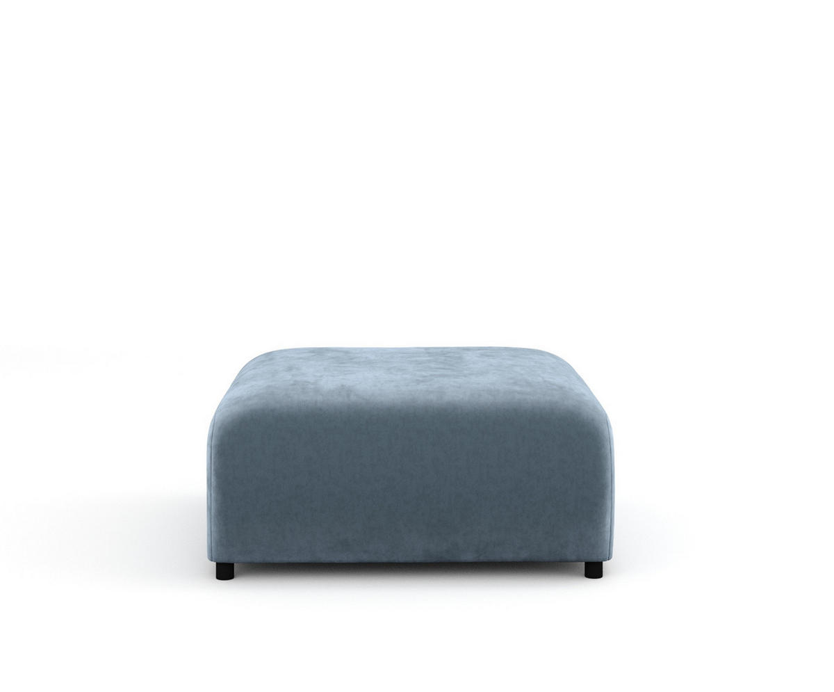 POUF S Zanzibar Blau Grau Samtstoff - Blaugrau/Schwarz, Holz/Holzwerkstoff (88/37/88cm) - Maison de Reve