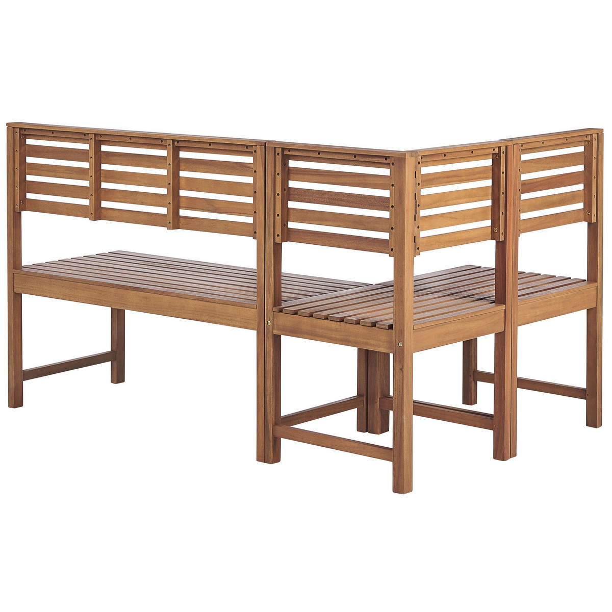BALKON ECKBANK SET 4-teilig Akazienholz hellbraun modular Treia - Hellbraun, Holz - Beliani