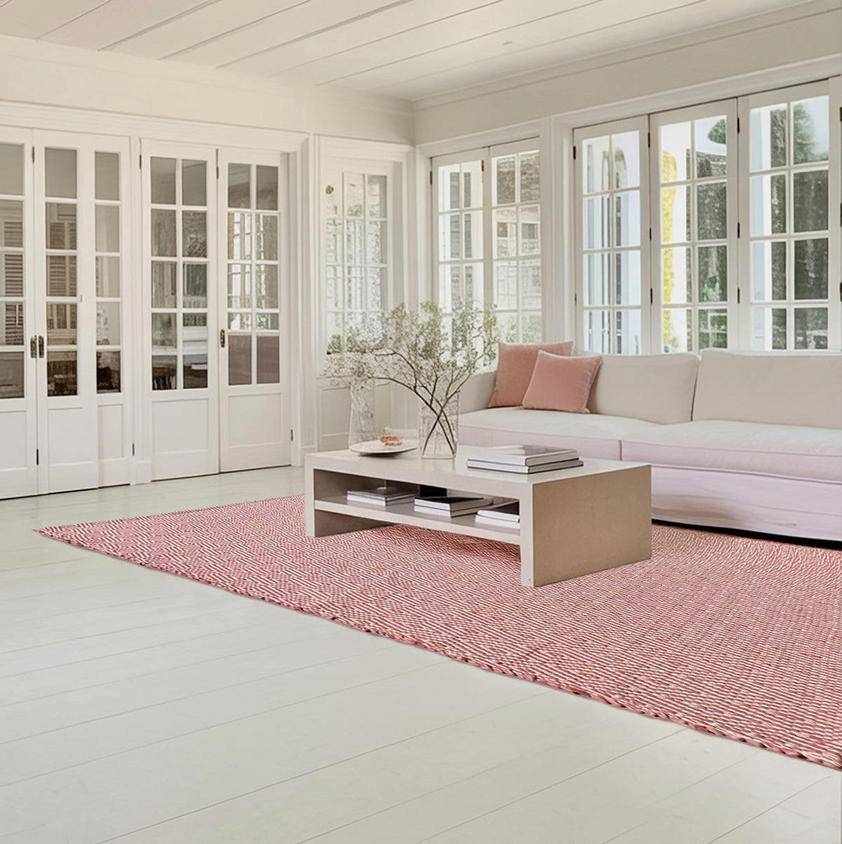 TEPPICH aus recycelten Fasern handgewebt rosa - Pink, Naturmaterialien (120/170cm) - AFK Living