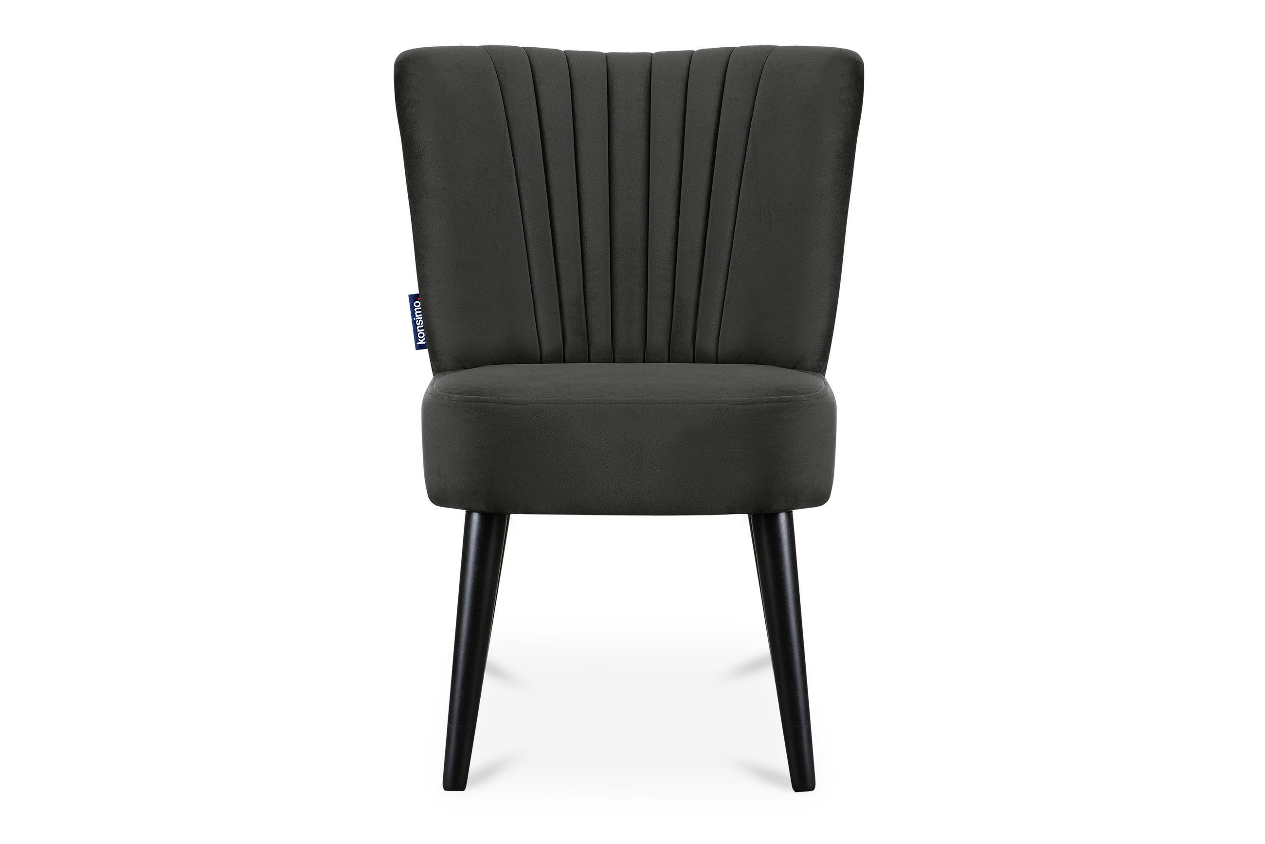 COCKTAILSESSEL DUCO auf hohen Beinen, Graphit/Schwarz - Schwarz/Graphitfarben, Holz/Textil (63/89/65cm) - KONSIMO®