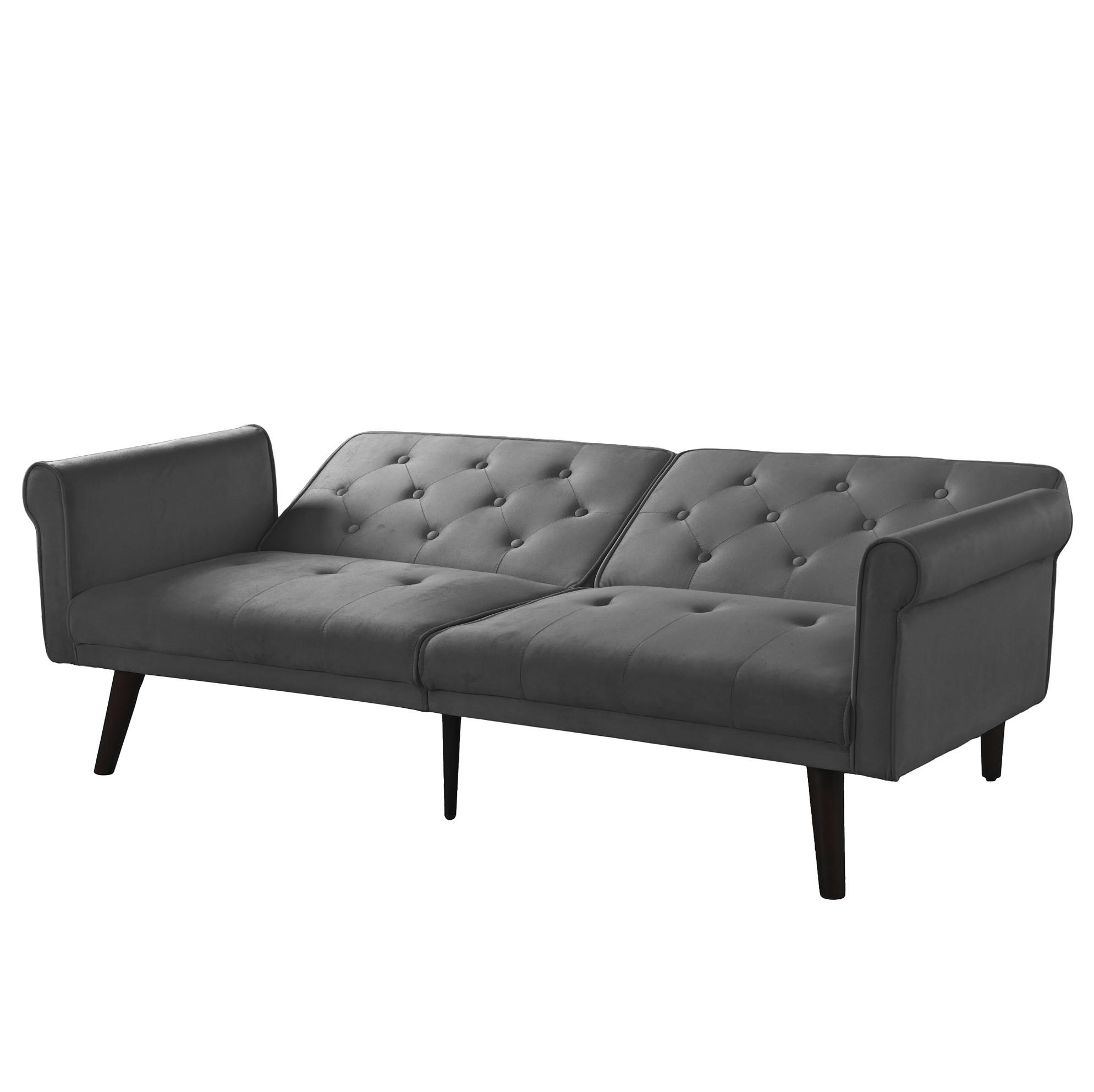SCHLAFSOFA 2-Sitzer mit verstellbaren Rückenlehnen Samt Grau - Grau, Holzwerkstoff (172/70/89cm) - Meubliv