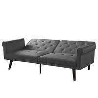 SCHLAFSOFA 2-Sitzer mit verstellbaren Rückenlehnen Samt Grau - Grau, Holzwerkstoff (172/70/89cm) - Meubliv