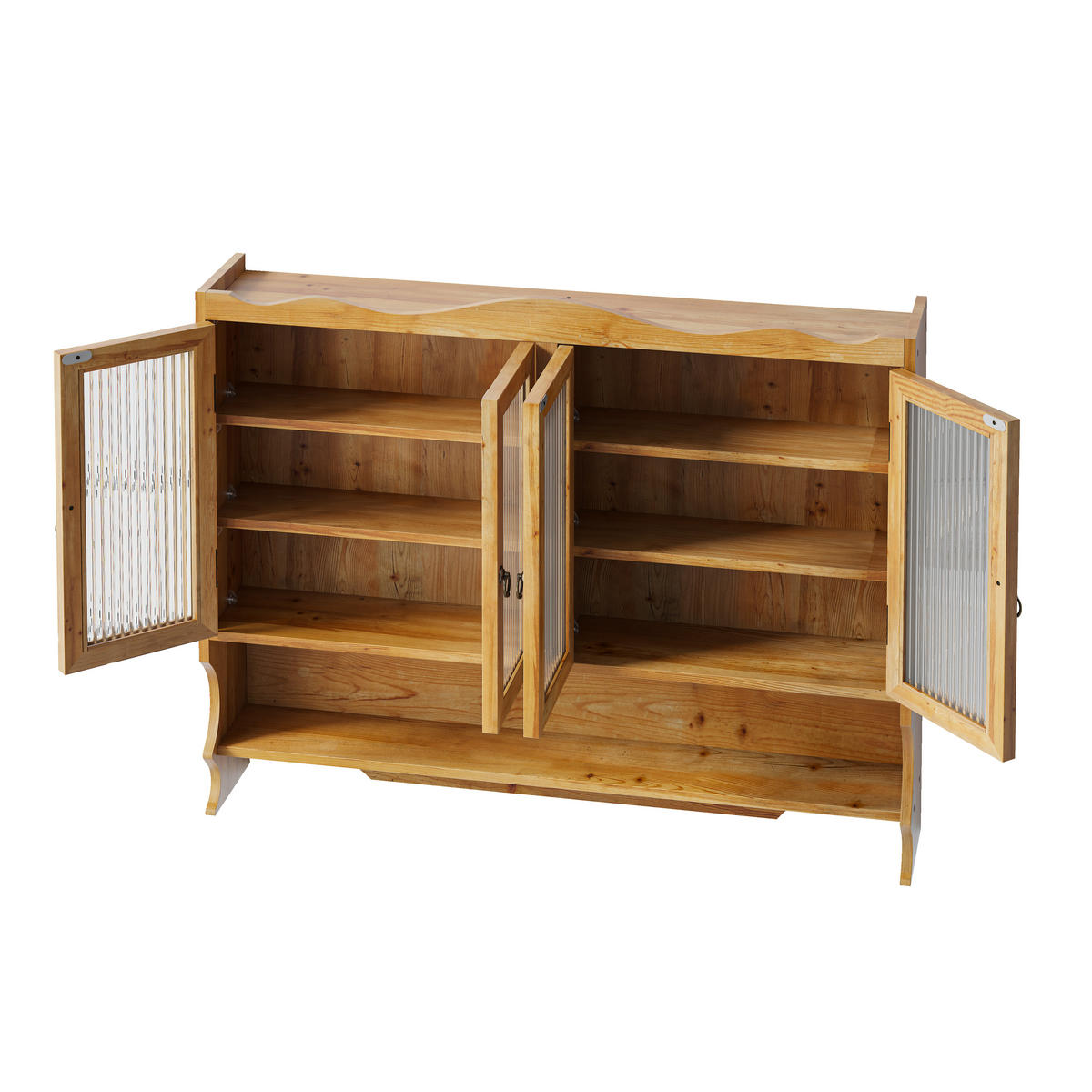 HÄNGESCHRANK DE-38121 100/20/80 cm mit 4 Türen und offenem Hakenregal Natur - Naturfarben, Holzwerkstoff (100/80/20cm) - ComfortXL
