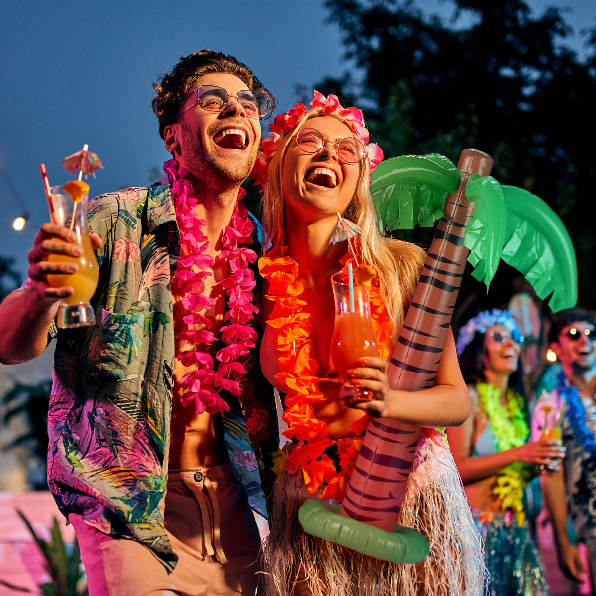 3XAUFBLASBARE Palme - Multicolor, Kunststoff (62/80/62cm) - Relaxdays