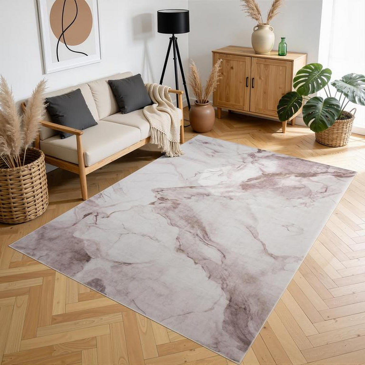 TEPPICH waschbar Flanel Creme/Beige 80x150 cm - Multicolor, Textil (80/150cm) - Vercai Rugs