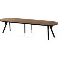 ESSTISCH Twixy XXL groß rund oval ausziehbar, Eiche Dunkelbraun Rustikal 100-300/100/76 cm - Kastanienfarben/Schwarz, Holz/Holzwerkstoff (100/100/76cm) - WFL GROUP