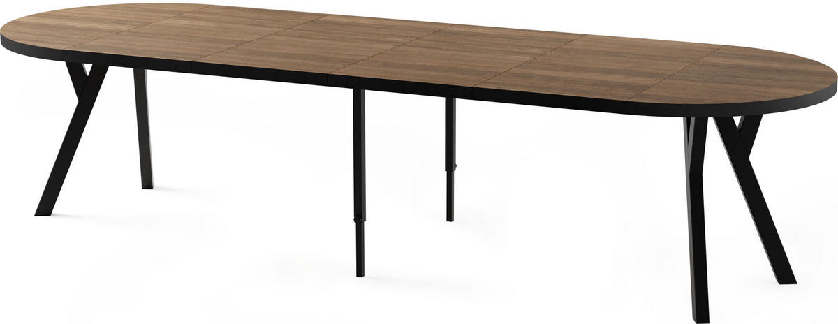 ESSTISCH Twixy XXL groß rund oval ausziehbar, Eiche Dunkelbraun Rustikal 100-300/100/76 cm - Kastanienfarben/Schwarz, Holz/Holzwerkstoff (100/100/76cm) - WFL GROUP