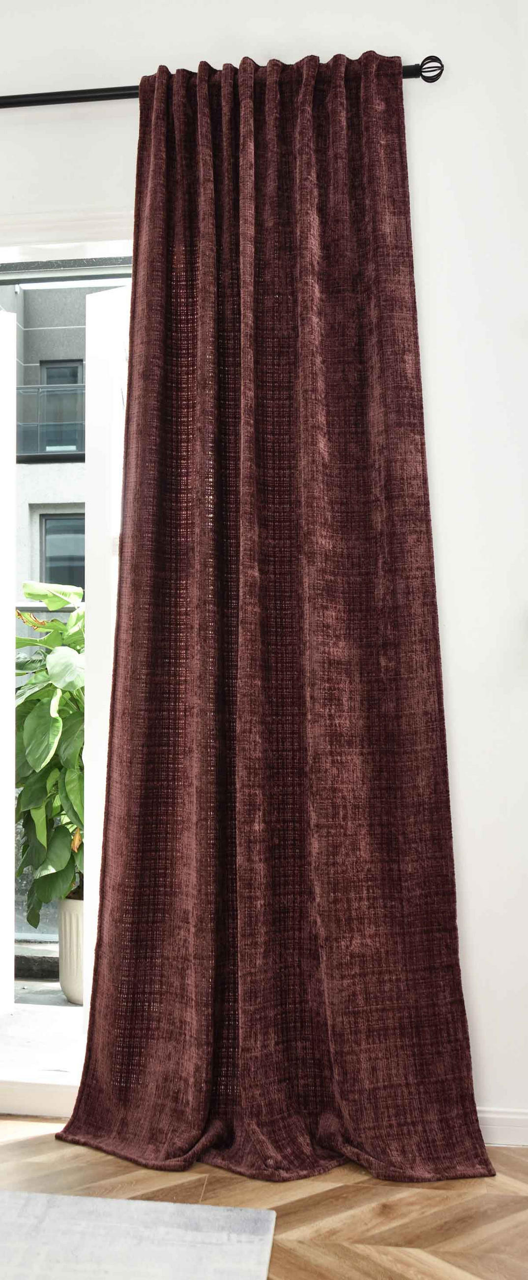 VORHANG Chenille Riga 245x140 cm Himbeere - Weinrot, Textil (140/245cm) - Gardinenbox
