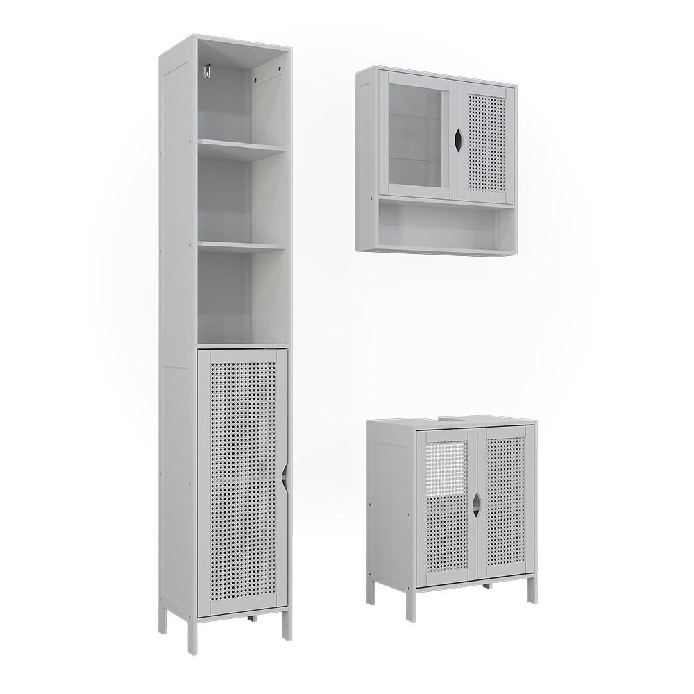 KOUPELNOVÝ NÁBYTEK Liora, Bílá, 3 díly - bílá, kompozitní dřevo (48/60/29cm) - Vicco
